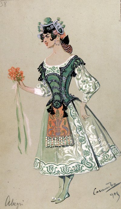 Costume per Barbarina, da "Le nozze di Figaro" di Wolfgang Amadeus Mozart, 1905 da Luigi Sapelli Caramba